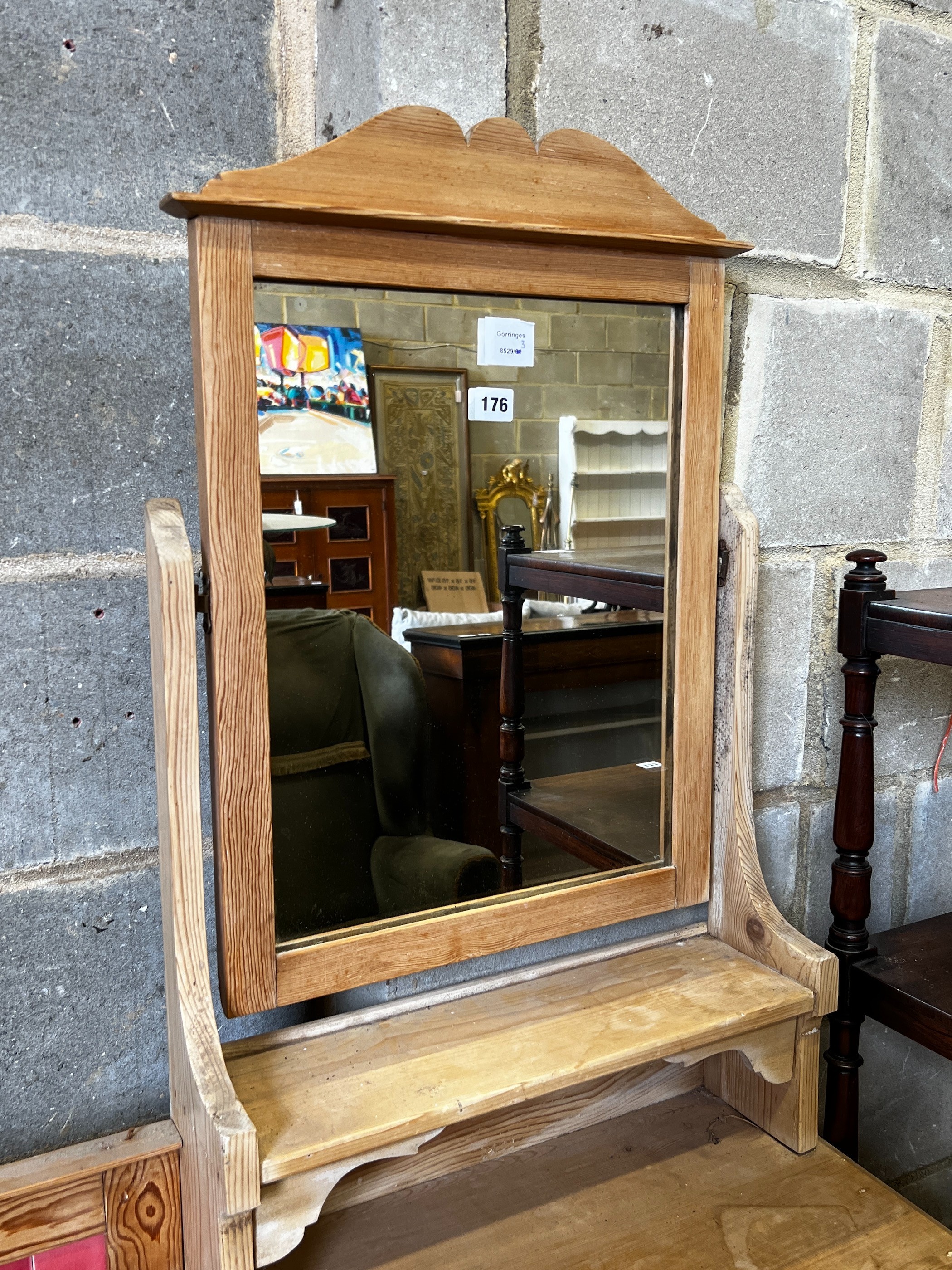 A late Victorian pine dressing chest, width 105cm, depth 48cm, height 165cm